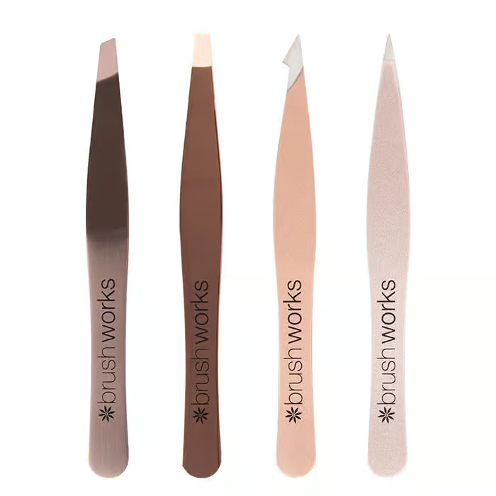 Brushworks HD 4 Combination Tweezer Set Rose Gold