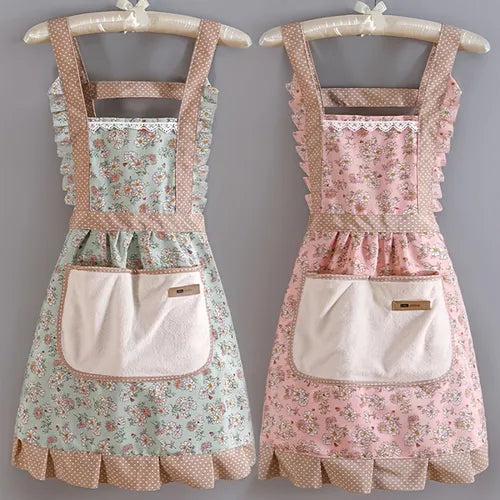 1pc Thin Apron, Household Kitchen Anti-fouling Breathable Cute Cooking Waist Apron