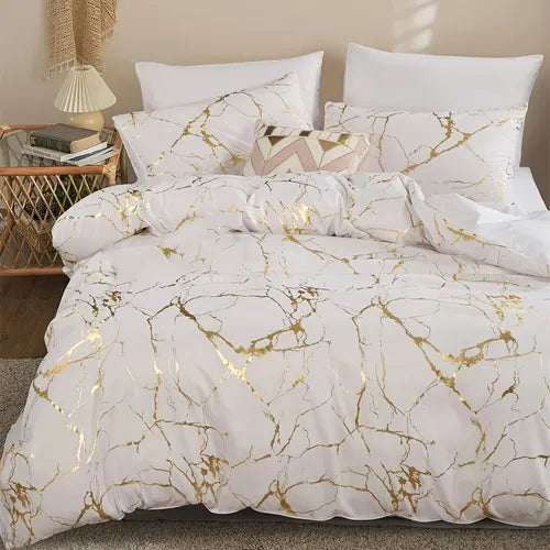 2/3pcs Brushed Marble Pattern Duvet Cover Set (1pc*Duvet Cover + 1pc/2pcs*Pillowcase, No Pillow Core)