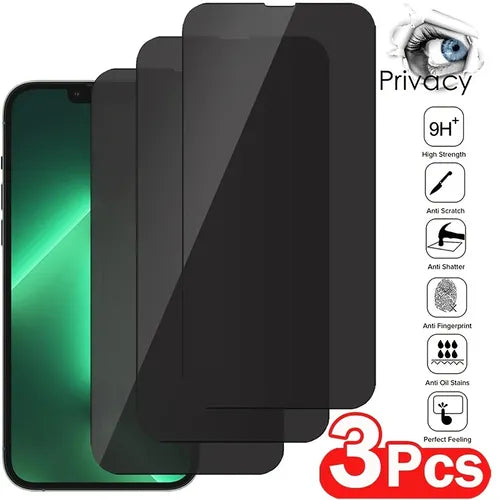 3pcs Full Cover Privacy Screen Protectors For IPhone 14 13 12 11 Pro Xs Max Privacy Film Protective Glass For IPhone XR X 6 7 8 Plus