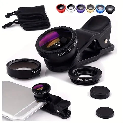 Fish Eye Phone Lens Fisheye +wide Angle +macro Camera Lenses Objetivo Movil Telelens