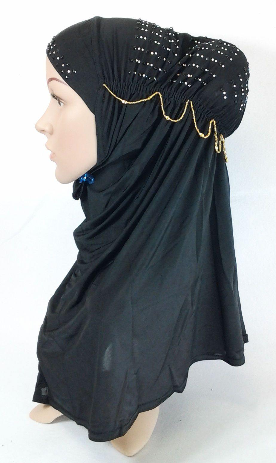 Viscose Ice Silk RhineStone Hijab Muslim Scraf Islamic Amira ASZ089B - Arabian Shopping Zone