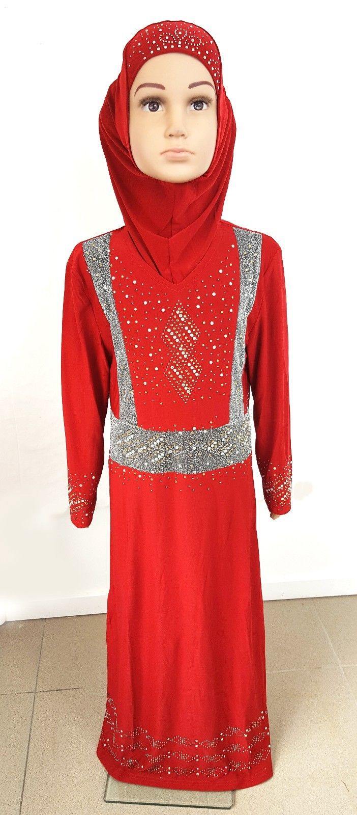 Stylish Girls Muslim Dress Kids Long Sleeve Abaya Islamic 4-12T - Arabian Shopping Zone