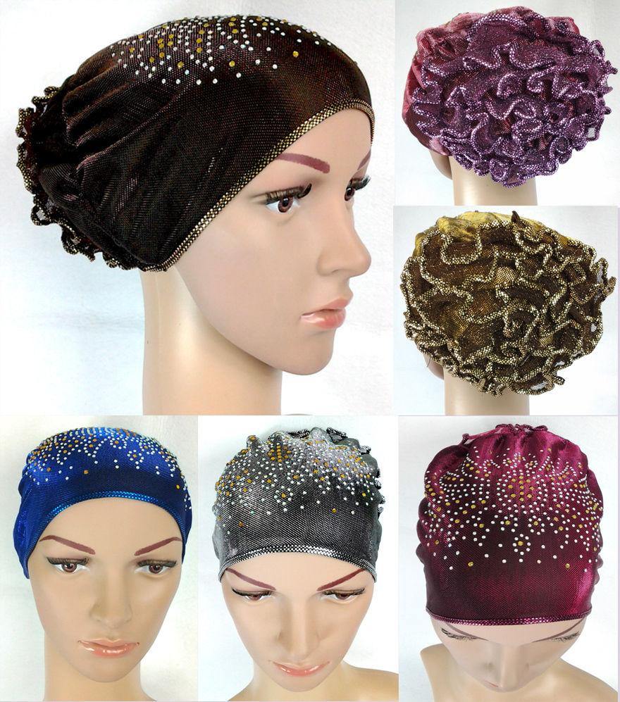 SHINING THREADS RHINESTONE Muslim Inner Caps Islamic Underscarf Hats N