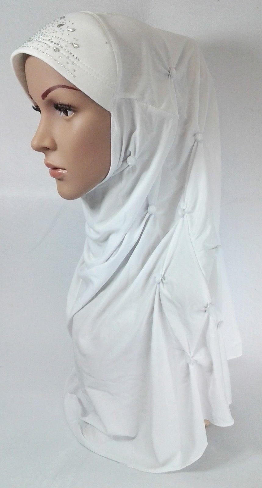 Crystal Hemp Over Chest Hijab Muslim Scarf Islamic Amira Hijab 12-Color - Arabian Shopping Zone