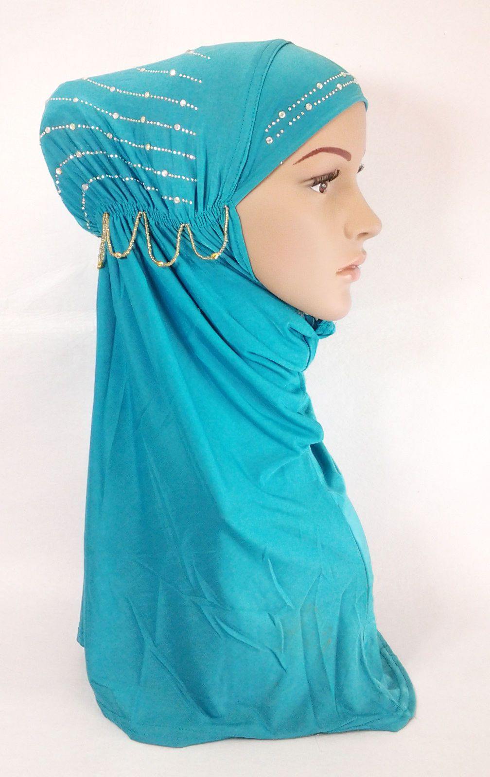 Polyester Ice Silk RhineStone Hijab Muslim Scraf Islamic Amira ASZ089A - Arabian Shopping Zone