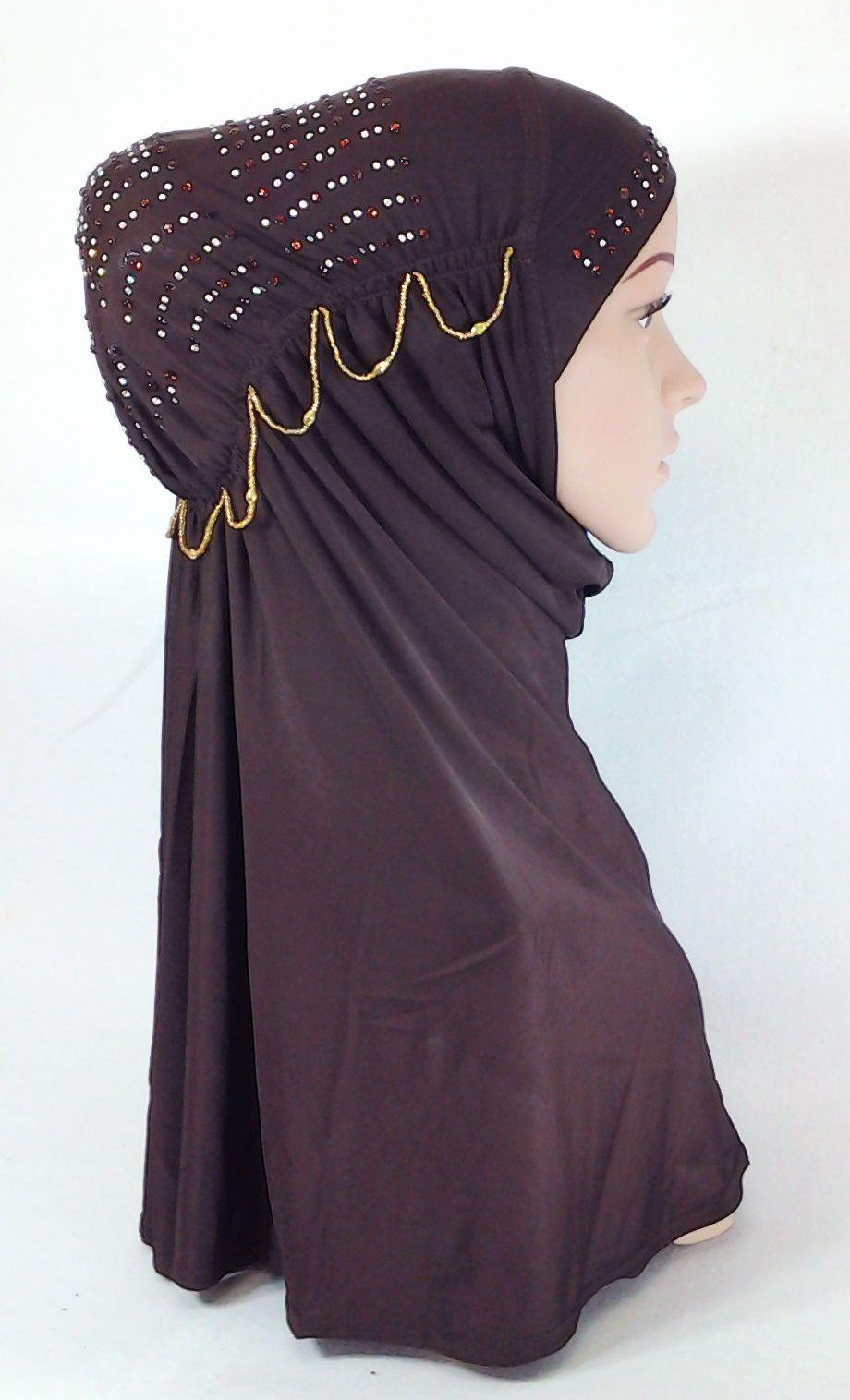 Viscose Ice Silk RhineStone Hijab Muslim Scraf Islamic Amira ASZ089B - Arabian Shopping Zone