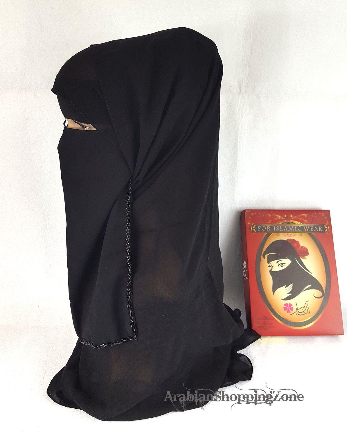 Premium Quality Women 2-PCS Black Niqab Scarf Set Hijab Jilbab Abaya IslamWear - Arabian Shopping Zone