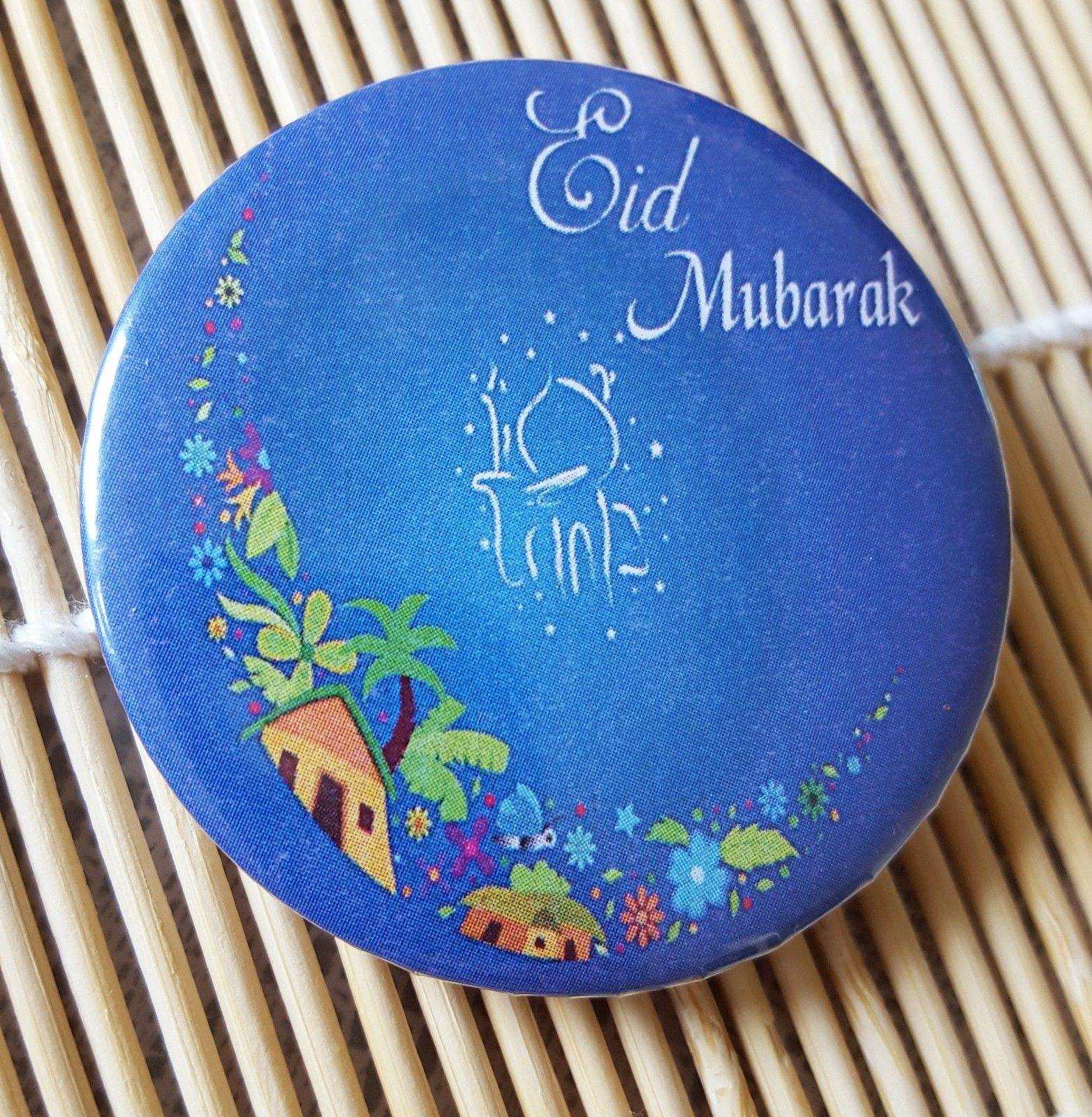 Muslim BADGE BUTTON PIN "Eid Mubarak" (Big Size 2.25inch/58mm) ISLAMIC GIFT - Arabian Shopping Zone