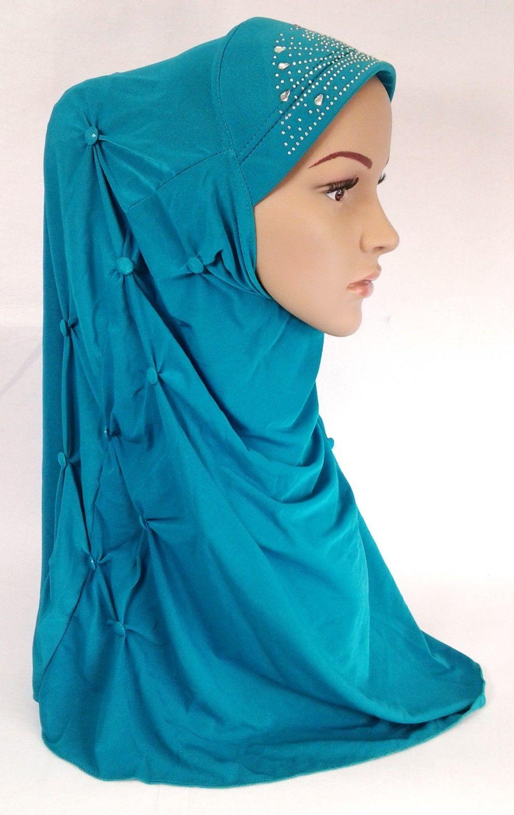 Crystal Hemp Over Chest Hijab Muslim Scarf Islamic Amira Hijab 12-Color - Arabian Shopping Zone