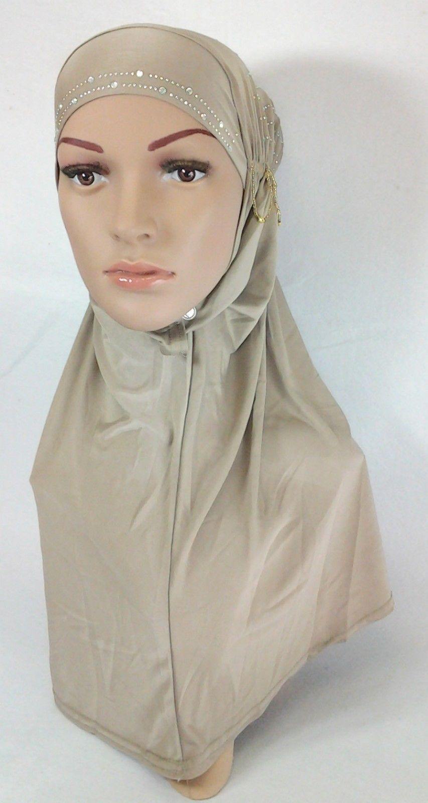 Polyester Ice Silk RhineStone Hijab Muslim Scraf Islamic Amira ASZ089A - Arabian Shopping Zone