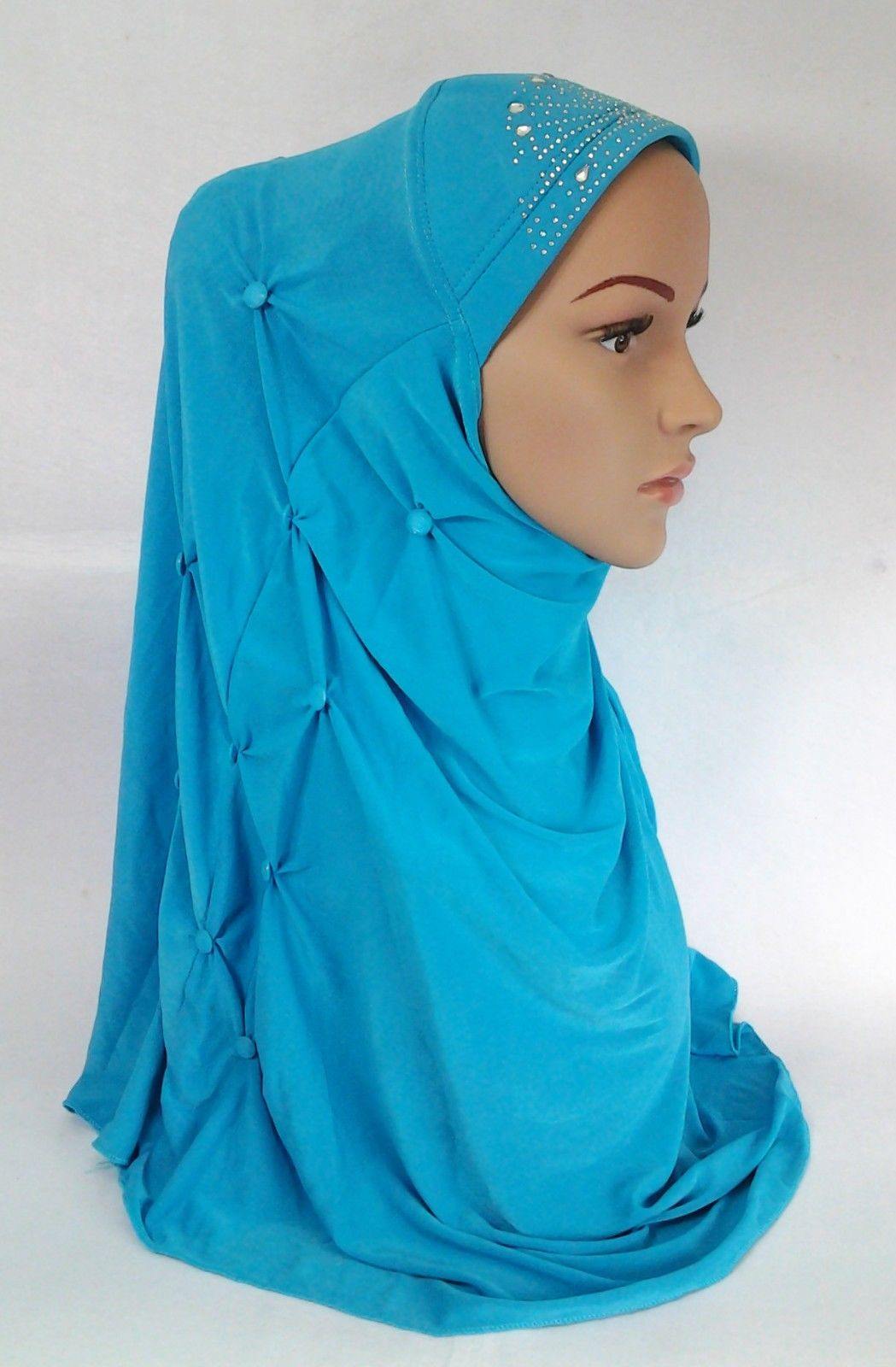 Crystal Hemp Over Chest Hijab Muslim Scarf Islamic Amira Hijab 12-Color - Arabian Shopping Zone