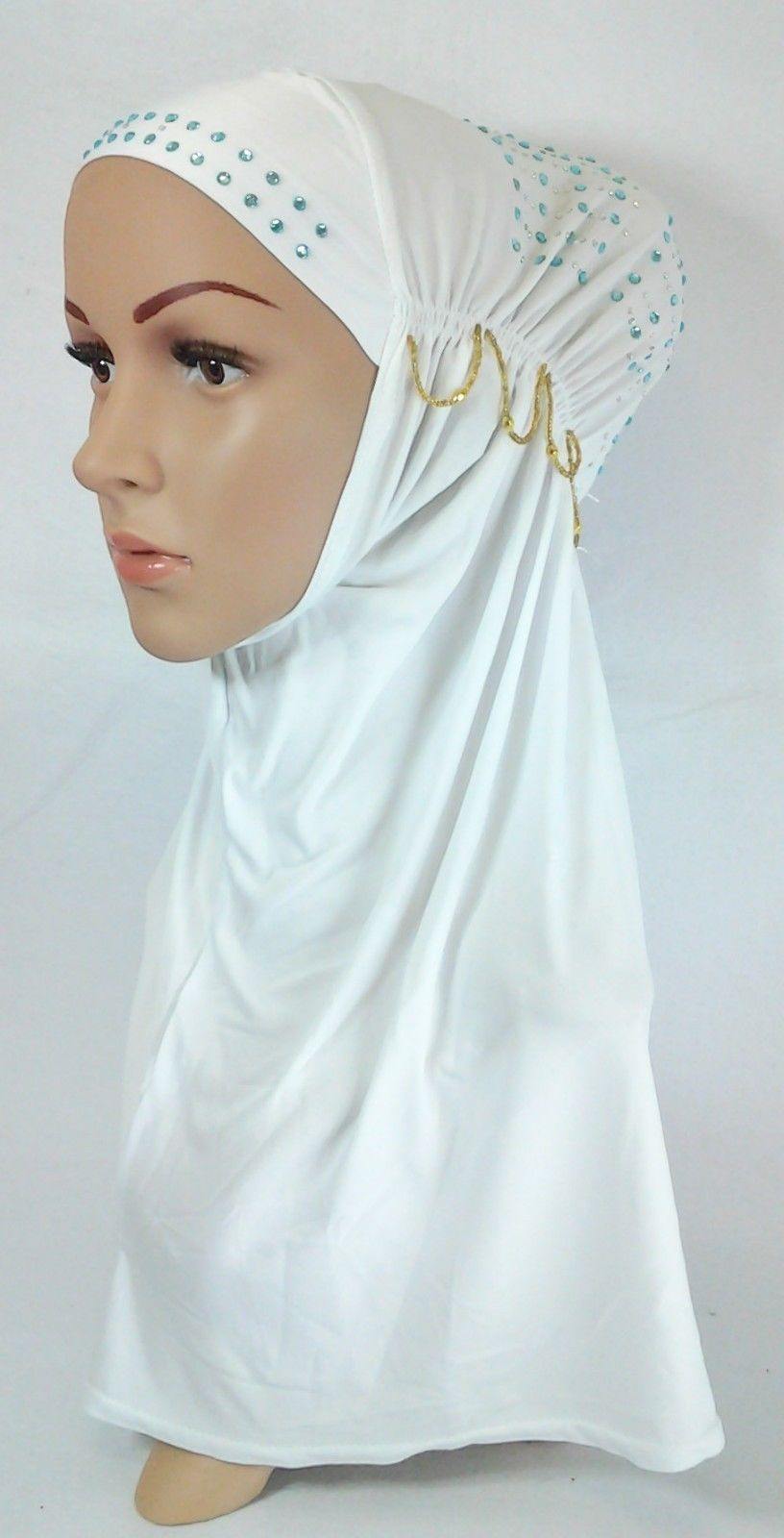 Viscose Ice Silk RhineStone Hijab Muslim Scraf Islamic Amira ASZ089B - Arabian Shopping Zone