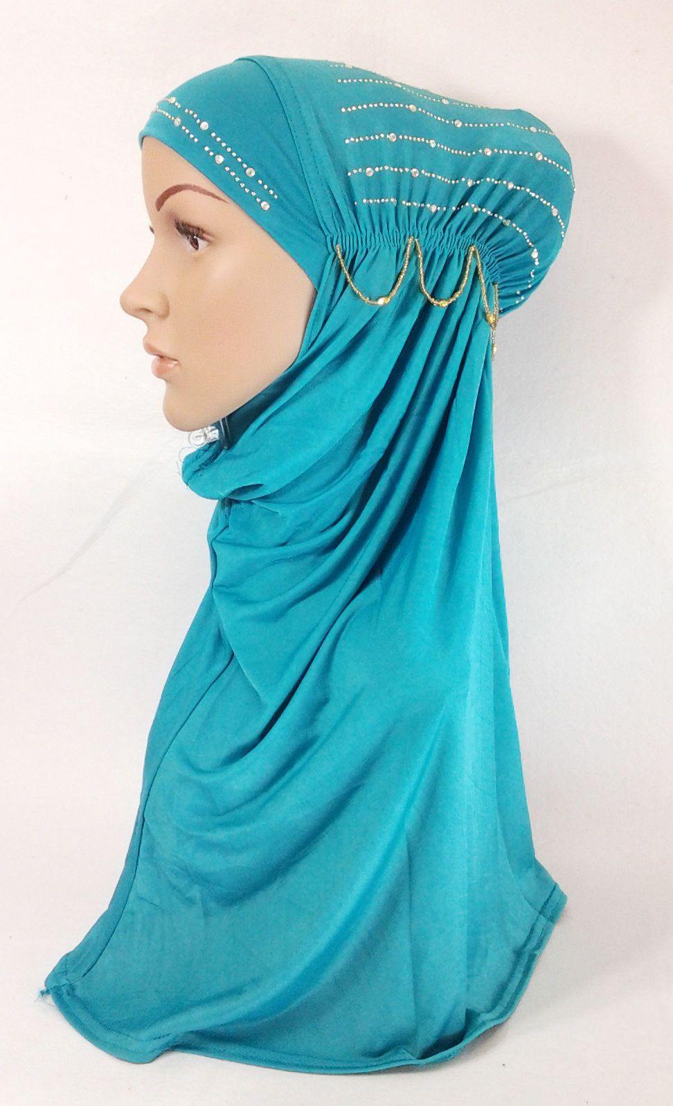 Polyester Ice Silk RhineStone Hijab Muslim Scraf Islamic Amira ASZ089A - Arabian Shopping Zone