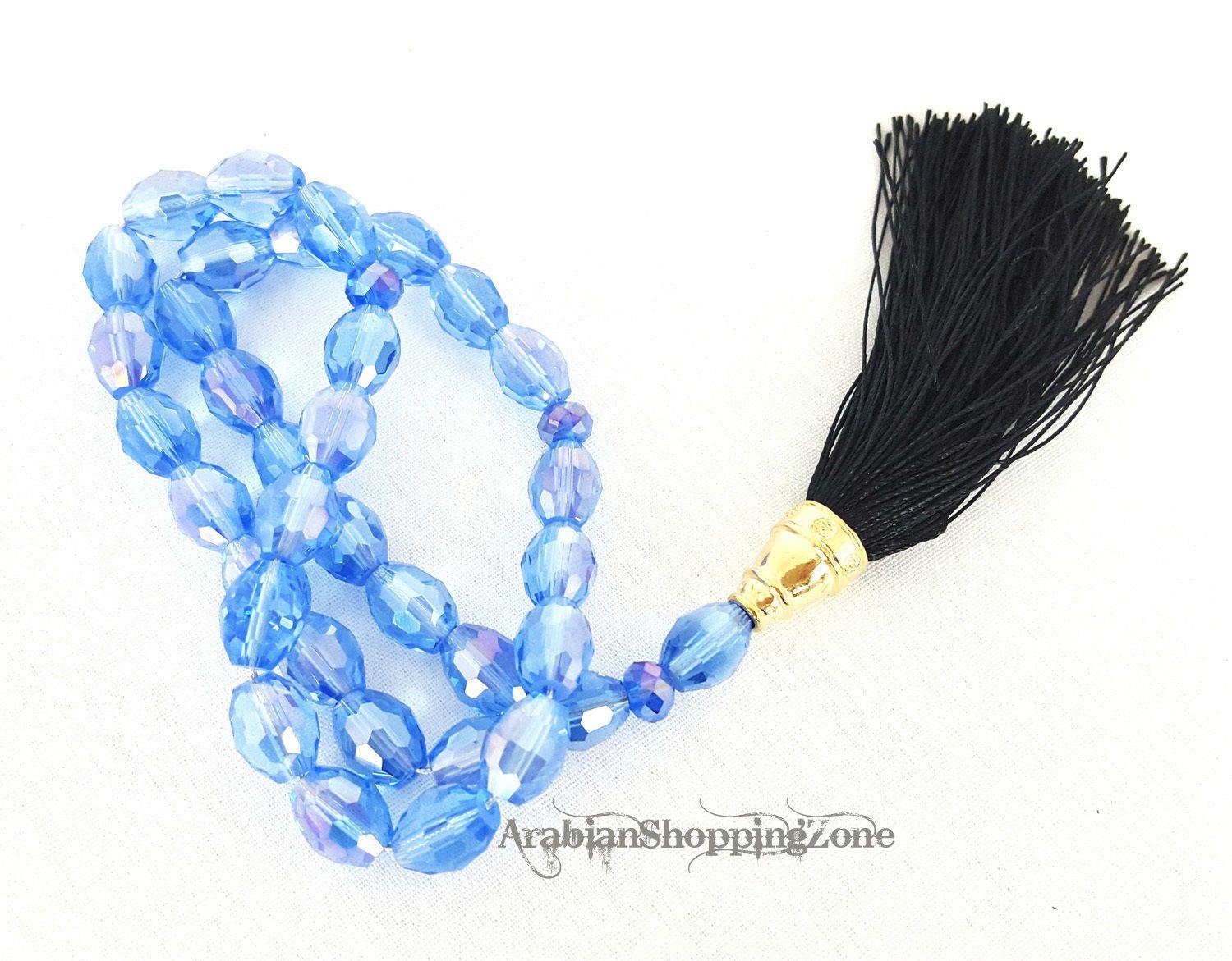 Islamic Salah 12mm Sapphire Crystal Prayer Beads 33 Mesbaha - Arabian Shopping Zone