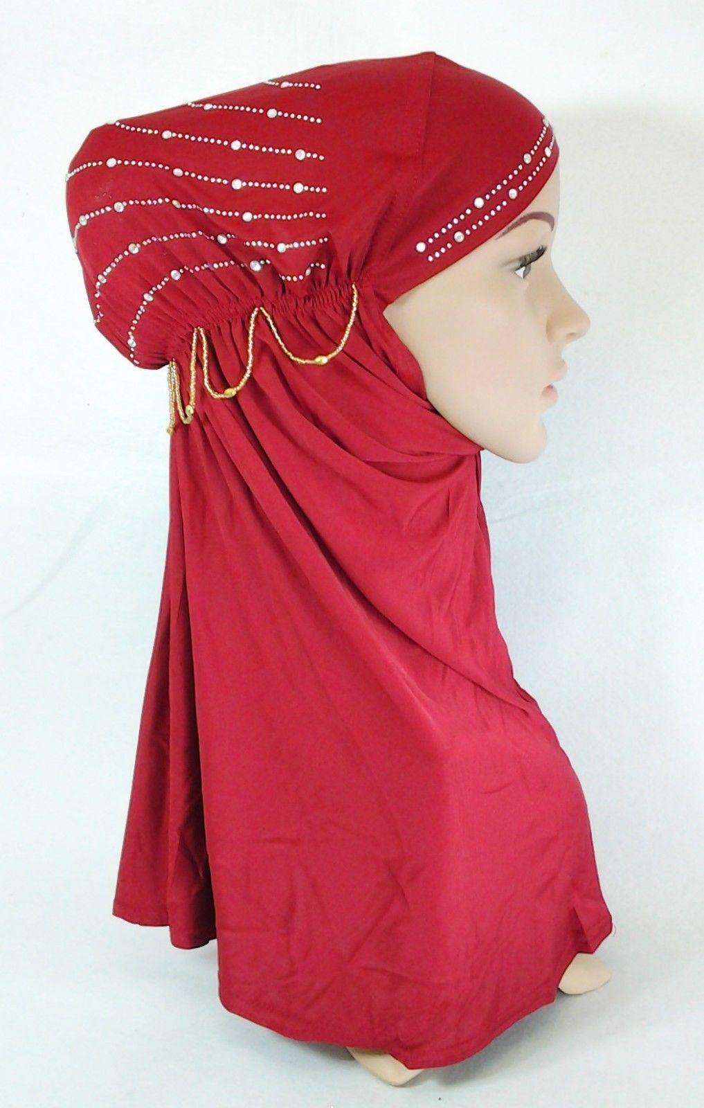 Polyester Ice Silk RhineStone Hijab Muslim Scraf Islamic Amira ASZ089A - Arabian Shopping Zone