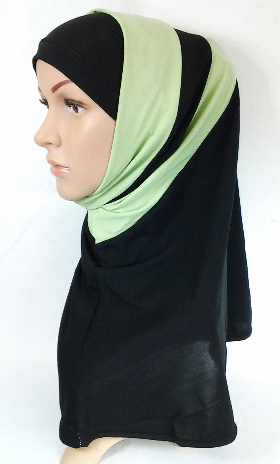 New Crystal Linen Amira Muslim Hijab 2-color-Pattern Scarf Islamic Headwear - Arabian Shopping Zone