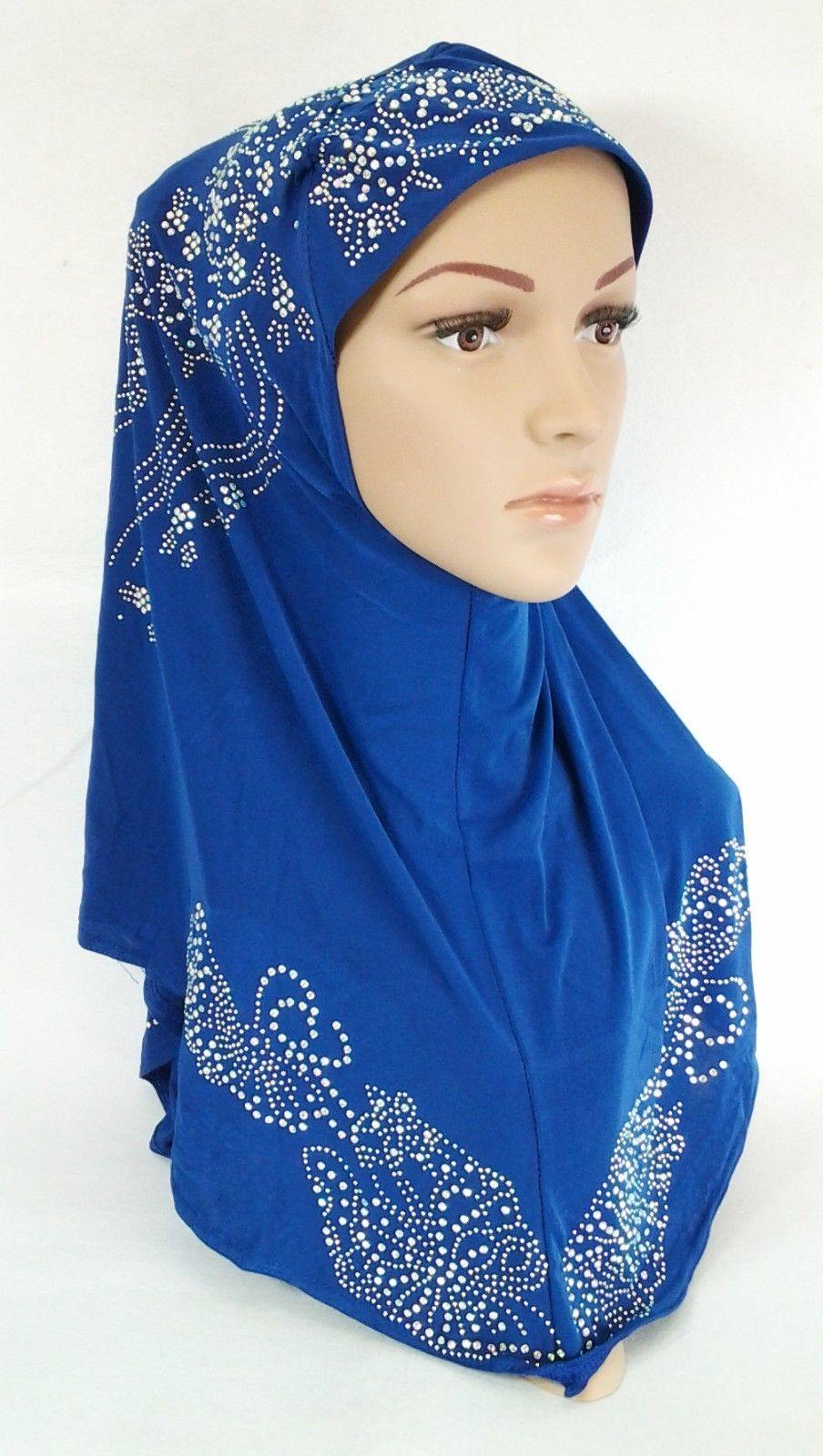 One-Piece Rhinestone Muslim Hijab Fashion Islamic Scarf Viscose CrystalHemp - Arabian Shopping Zone