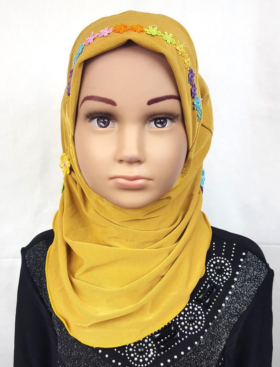 Crystal Hemp Toddler Kids Children Hijab Islamic Scarf Shawls -9397 - Arabian Shopping Zone