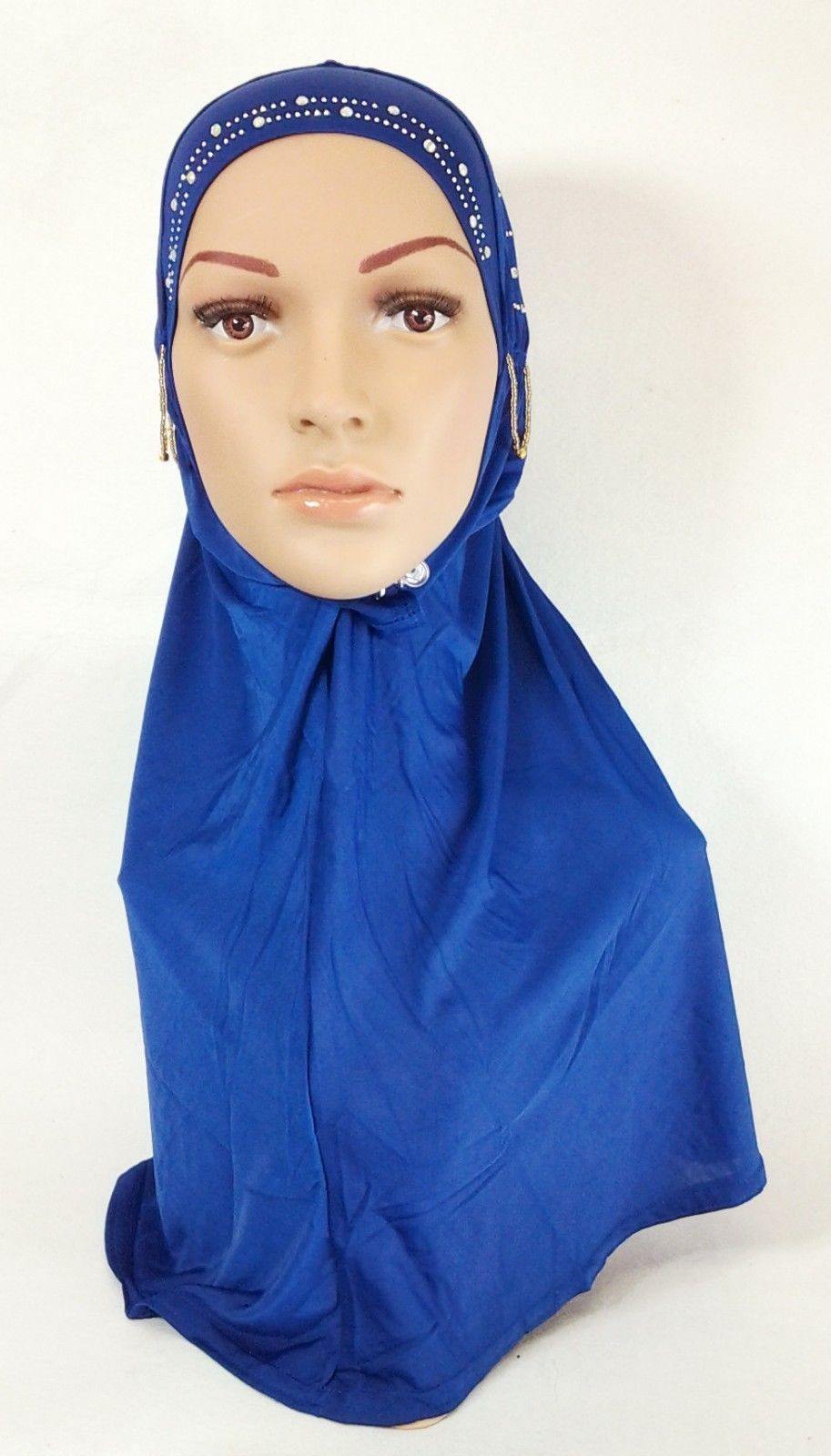 Polyester Ice Silk RhineStone Hijab Muslim Scraf Islamic Amira ASZ089A - Arabian Shopping Zone