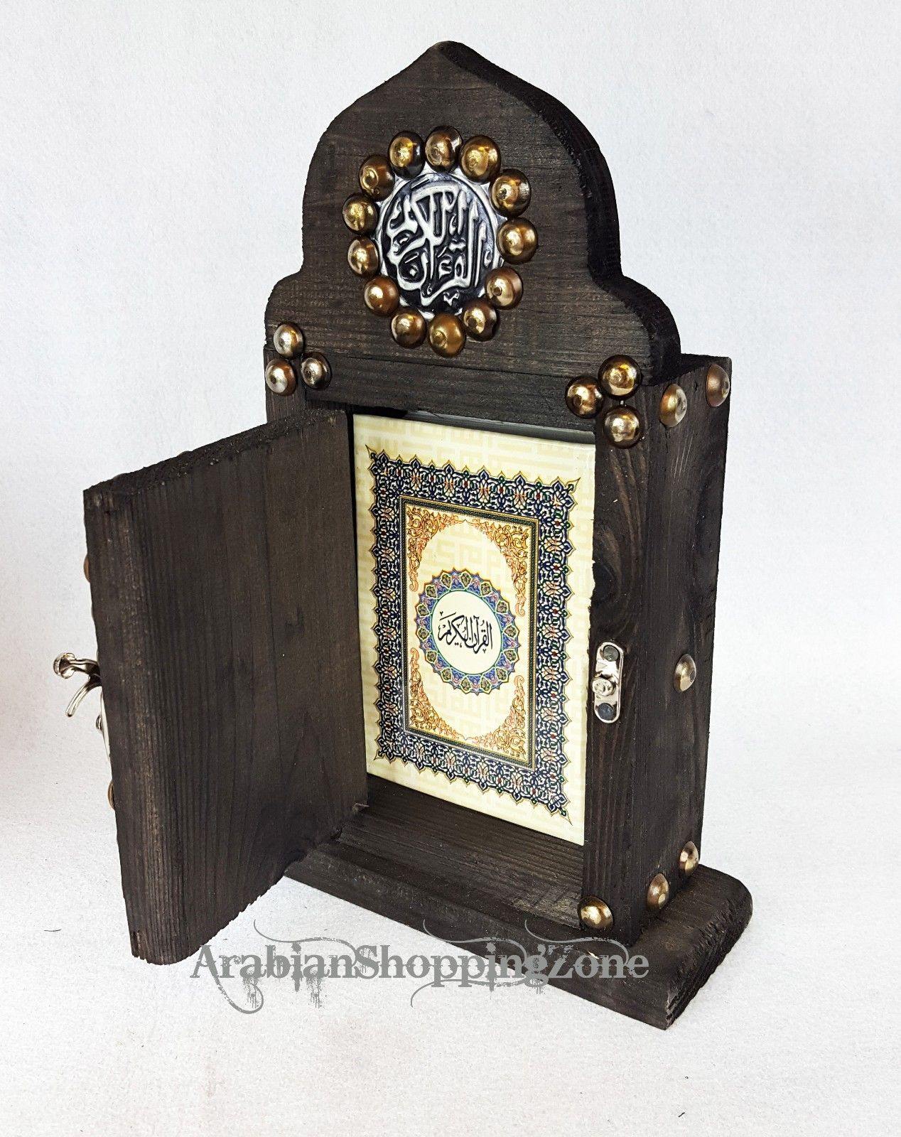 Holy Quraan Koran Quran 14*10cm (6") Arabic Mushaf with WOODEN HANDCRAFT BOX - Arabian Shopping Zone