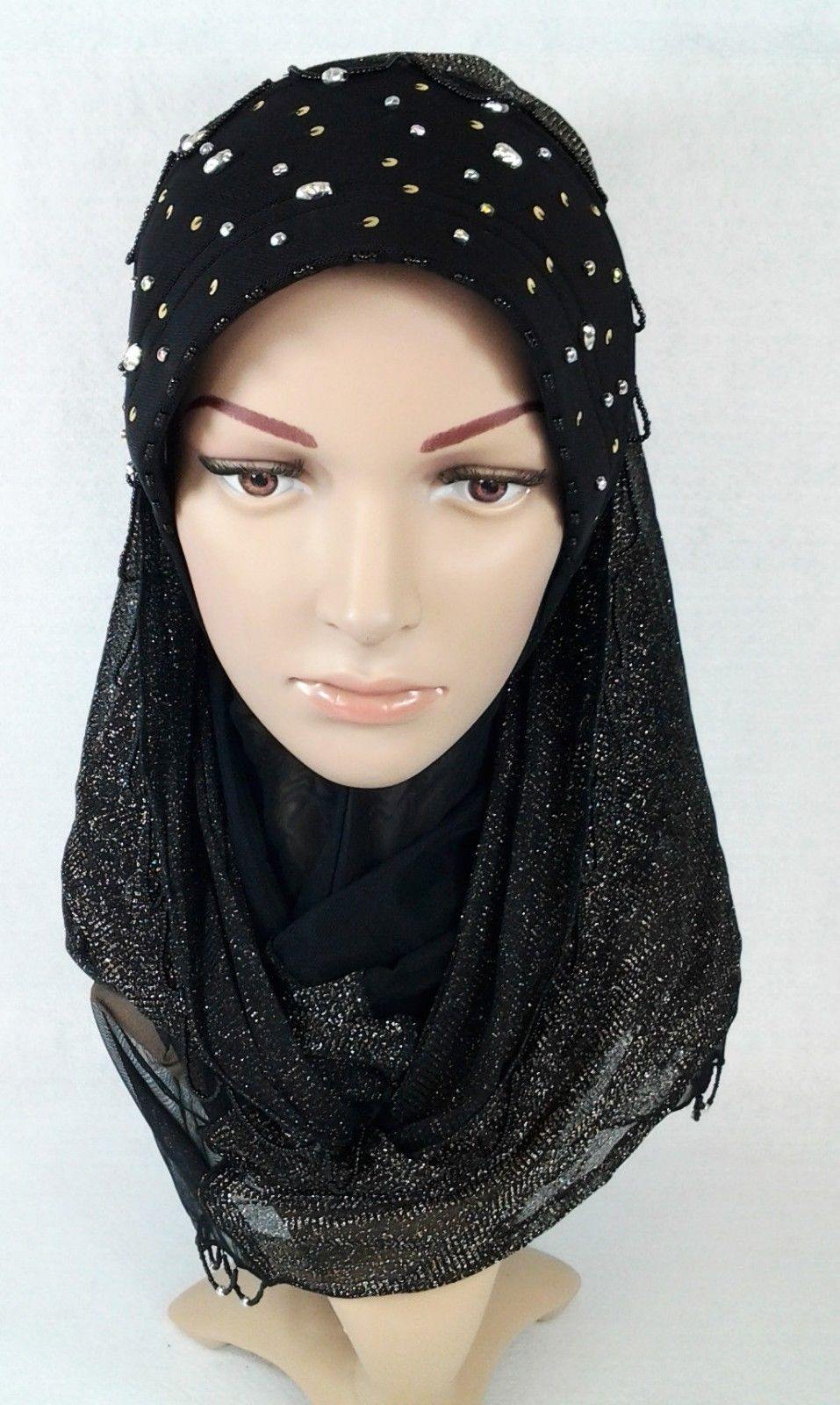 New Lace NET Yarn RhineStone Summer Hijab Islamic Cap Headwear Scarf Shawls - Arabian Shopping Zone