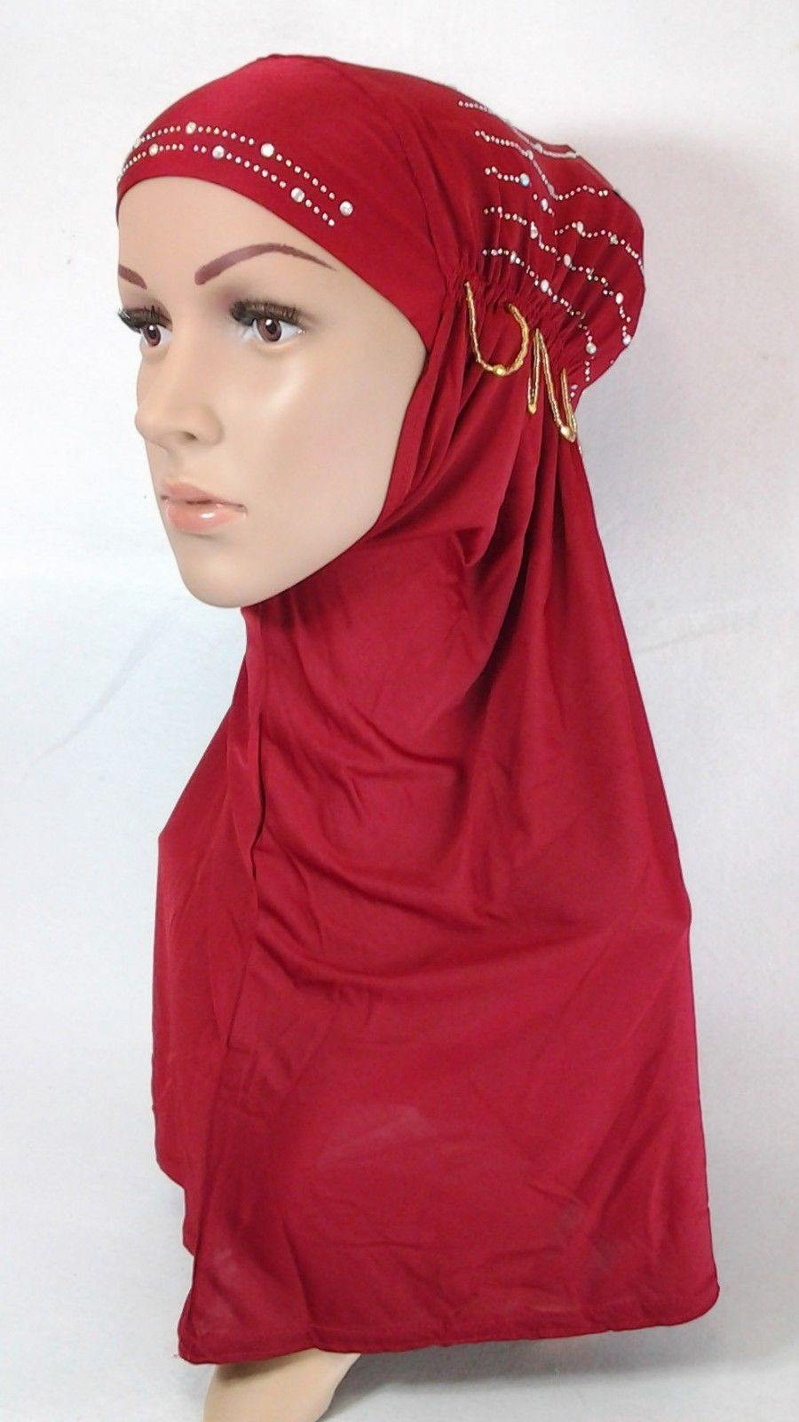 Polyester Ice Silk RhineStone Hijab Muslim Scraf Islamic Amira ASZ089A - Arabian Shopping Zone