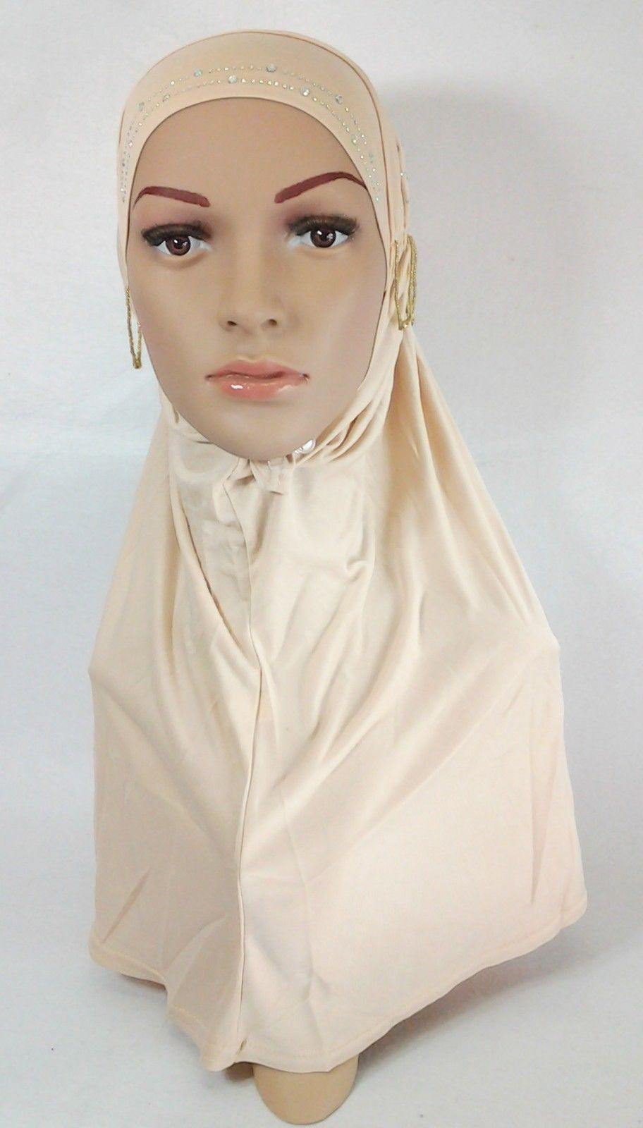 Polyester Ice Silk RhineStone Hijab Muslim Scraf Islamic Amira ASZ089A - Arabian Shopping Zone