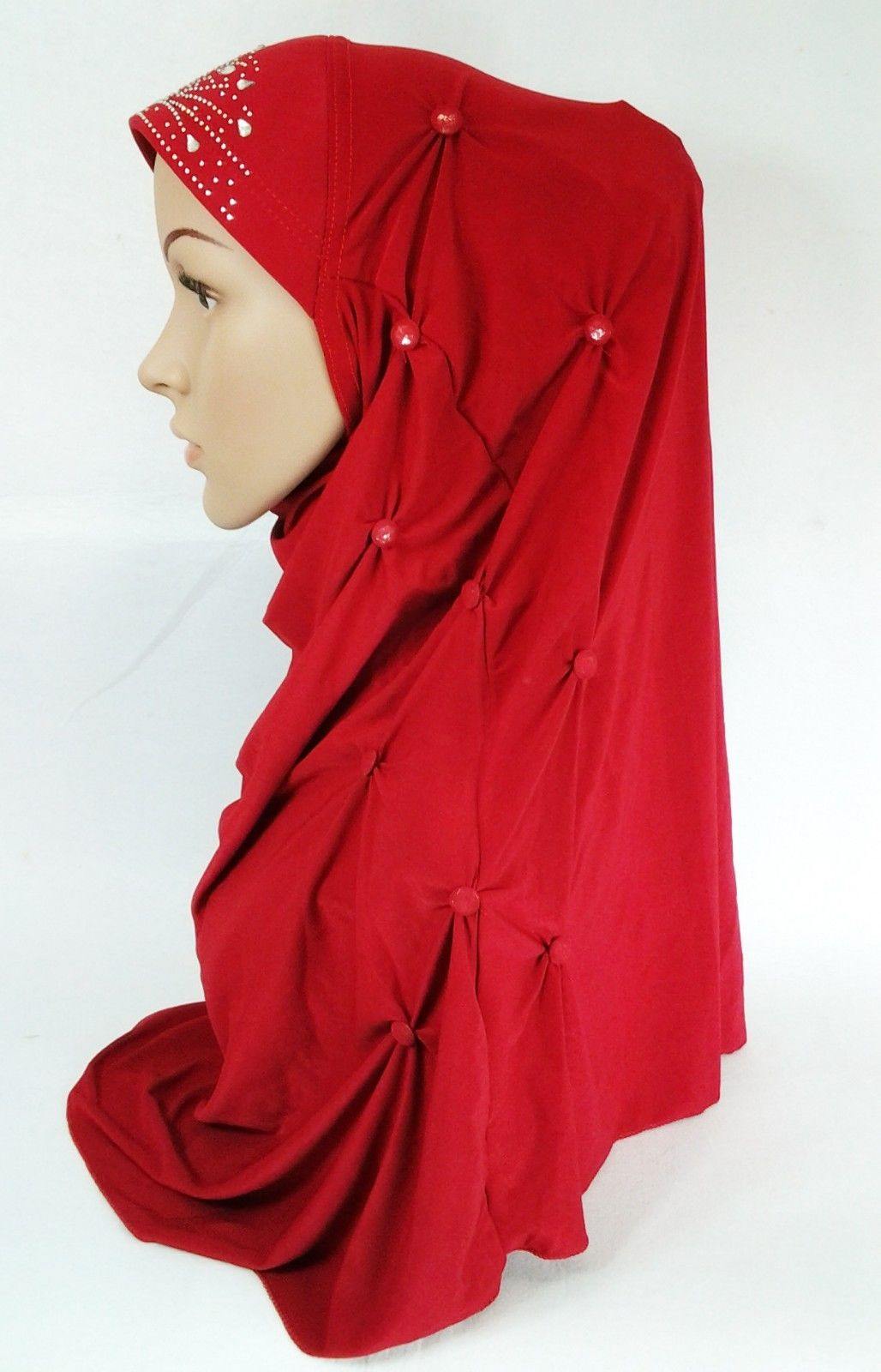 Crystal Hemp Over Chest Hijab Muslim Scarf Islamic Amira Hijab 12-Color - Arabian Shopping Zone