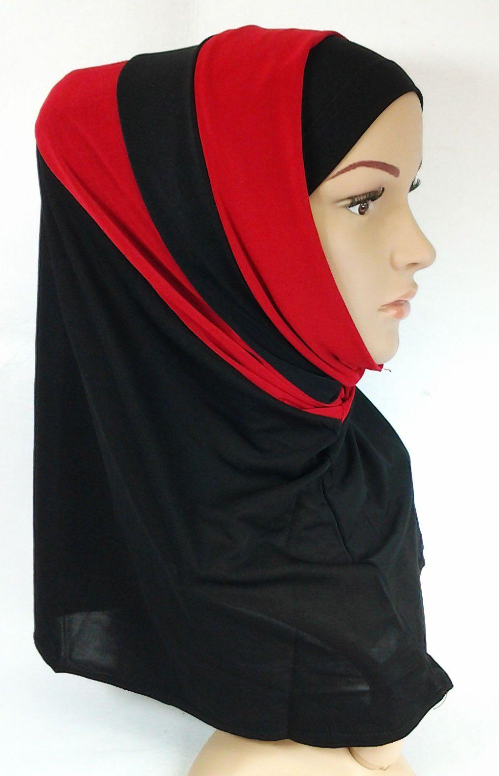 New Crystal Linen Amira Muslim Hijab 2-color-Pattern Scarf Islamic Headwear - Arabian Shopping Zone