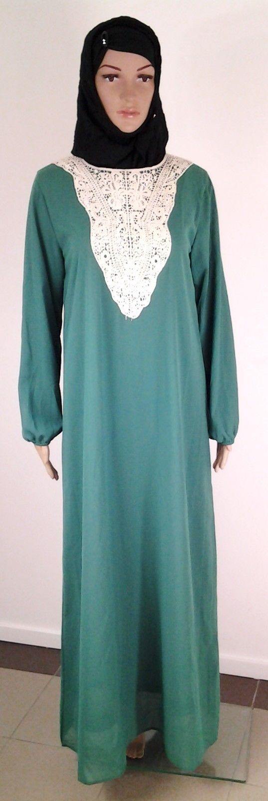 Chiffon double layer Kaftan Women Islamic Abaya Jilbab Long Sleeve HSZ10009 (ML) - Arabian Shopping Zone