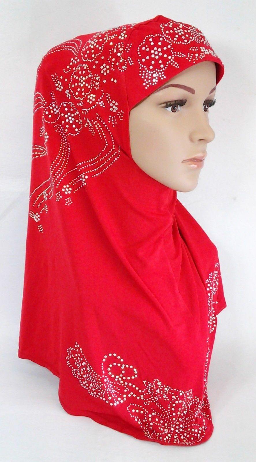 One-Piece Rhinestone Muslim Hijab Fashion Islamic Scarf Viscose CrystalHemp - Arabian Shopping Zone