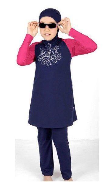 Girl Muslim Islamic Full Cover Swimwear Beach Wear Costumes 4-14T - Arabian Shopping Zone