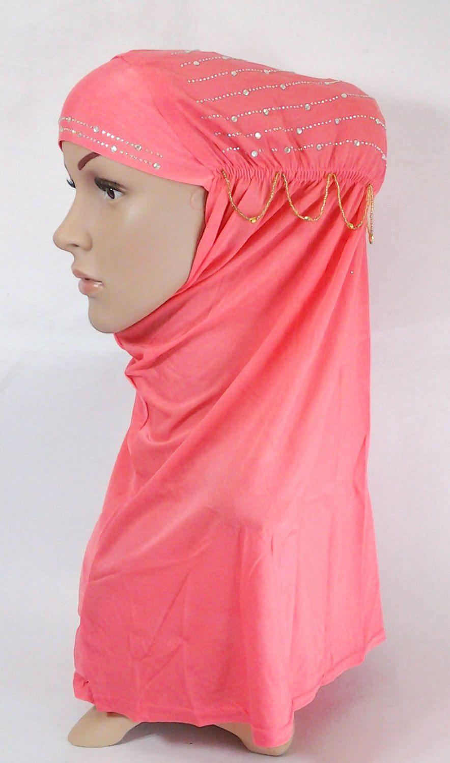 Polyester Ice Silk RhineStone Hijab Muslim Scraf Islamic Amira ASZ089A - Arabian Shopping Zone