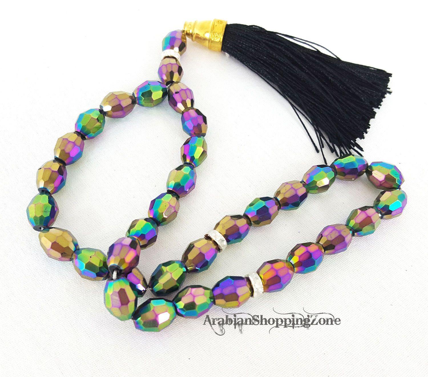 Islamic Salah 12mm Colorful Crystal Prayer Beads 33 - Arabian Shopping Zone