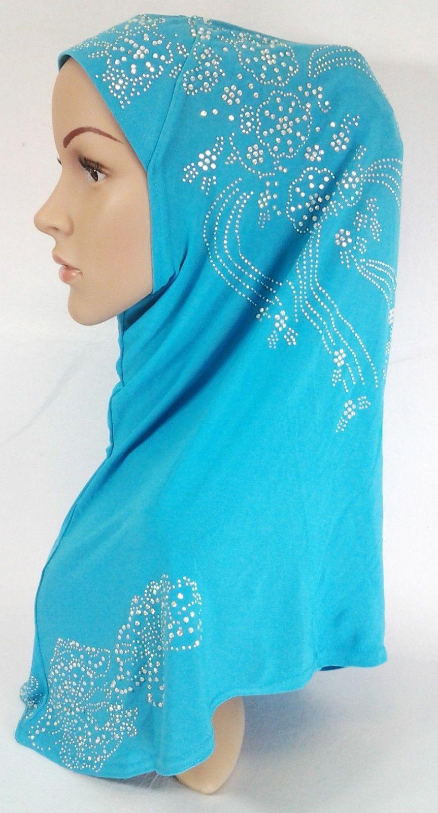 One-Piece Rhinestone Muslim Hijab Fashion Islamic Scarf Viscose CrystalHemp - Arabian Shopping Zone