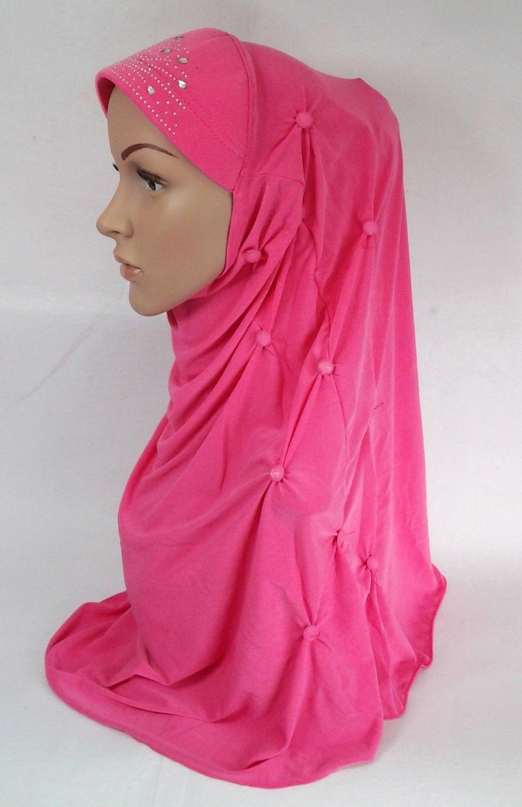 Crystal Hemp Over Chest Hijab Muslim Scarf Islamic Amira Hijab 12-Color - Arabian Shopping Zone