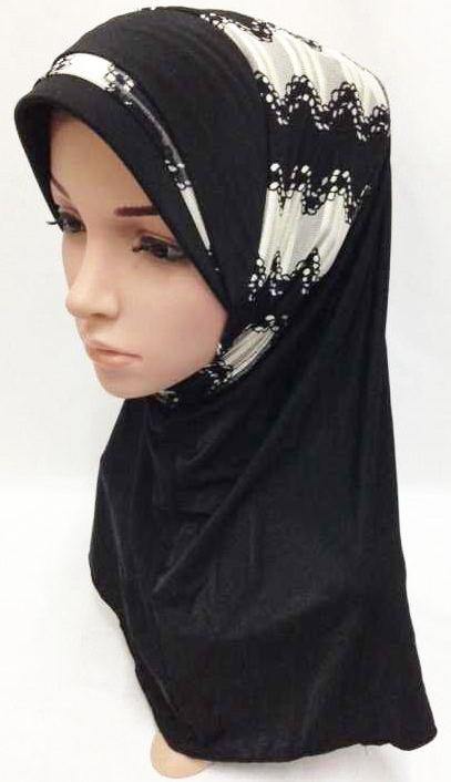 Viscose Ice Silk Lace Black Muslim Hijab Islamic Scarf Shawls - Arabian Shopping Zone