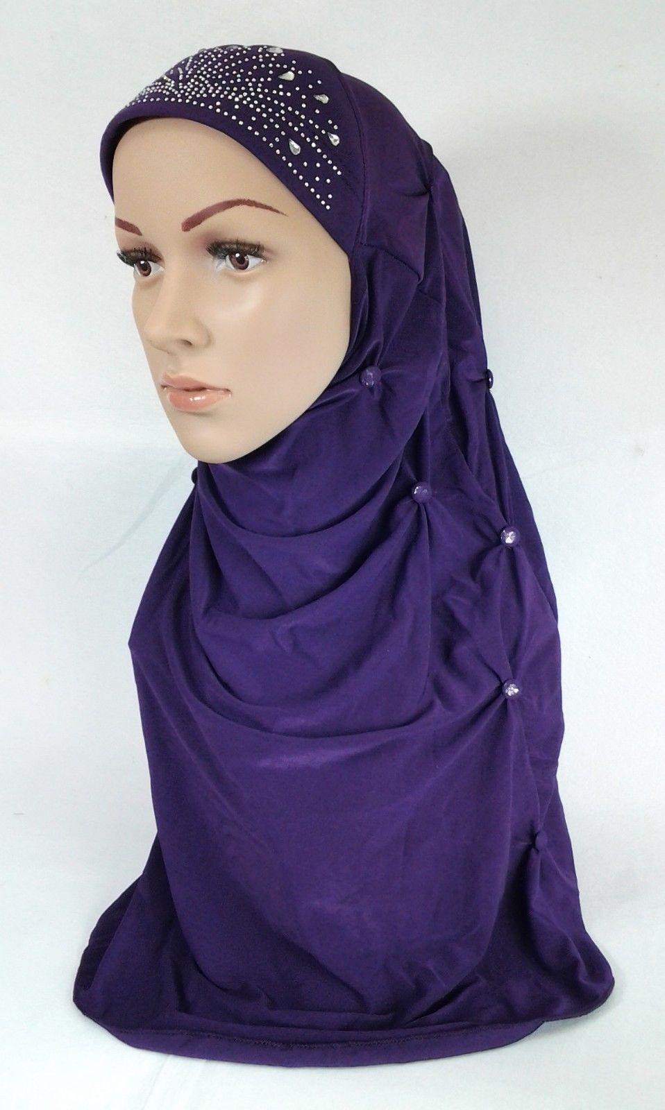 Crystal Hemp Over Chest Hijab Muslim Scarf Islamic Amira Hijab 12-Color - Arabian Shopping Zone