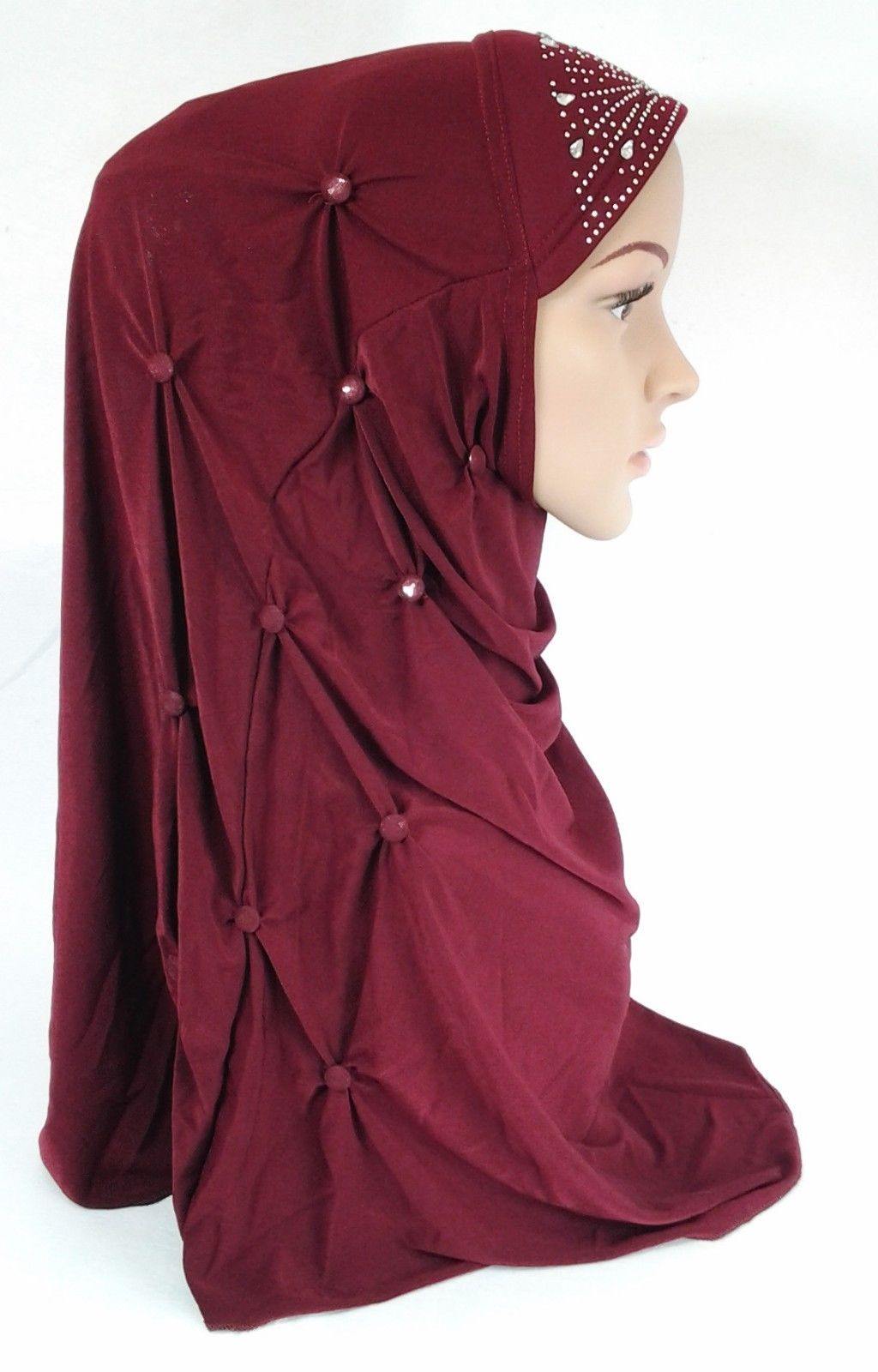 Crystal Hemp Over Chest Hijab Muslim Scarf Islamic Amira Hijab 12-Color - Arabian Shopping Zone