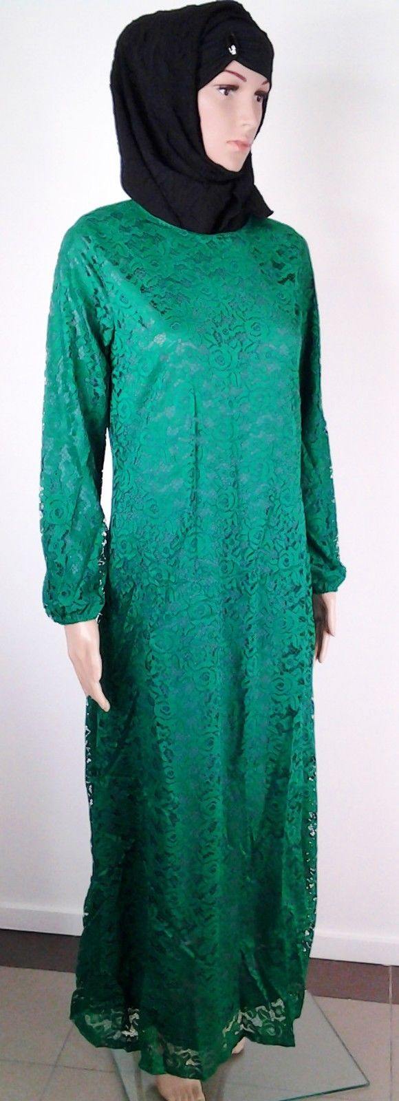 Lace Kaftan Women Islamic Abaya Jilbab Long Sleeve HSZ10016 (US6/EU36/UK10) - Arabian Shopping Zone