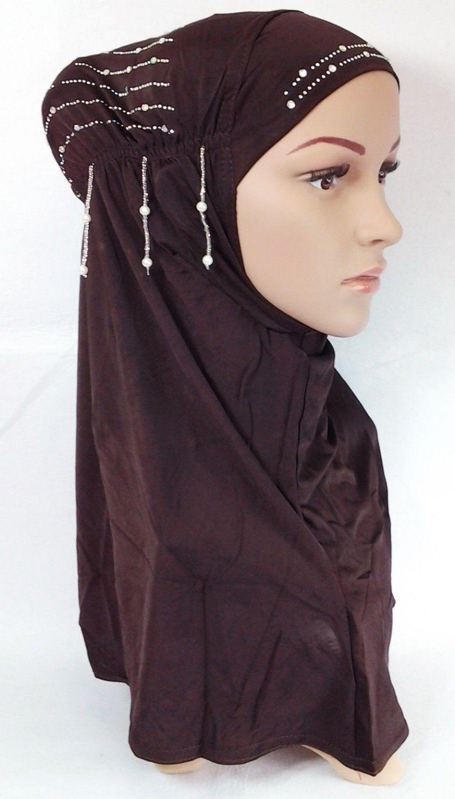 Ice Silk Rhine Stone Hijab Islamic Caps Headwear Arab Scarf ASZ088 - Arabian Shopping Zone