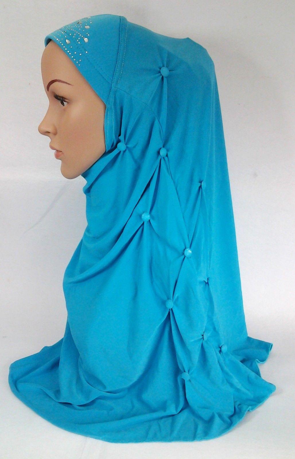 New Crystal Hemp Over Chest Hijab Muslim Scarf Islamic Amira Hijab 12-Color - Arabian Shopping Zone