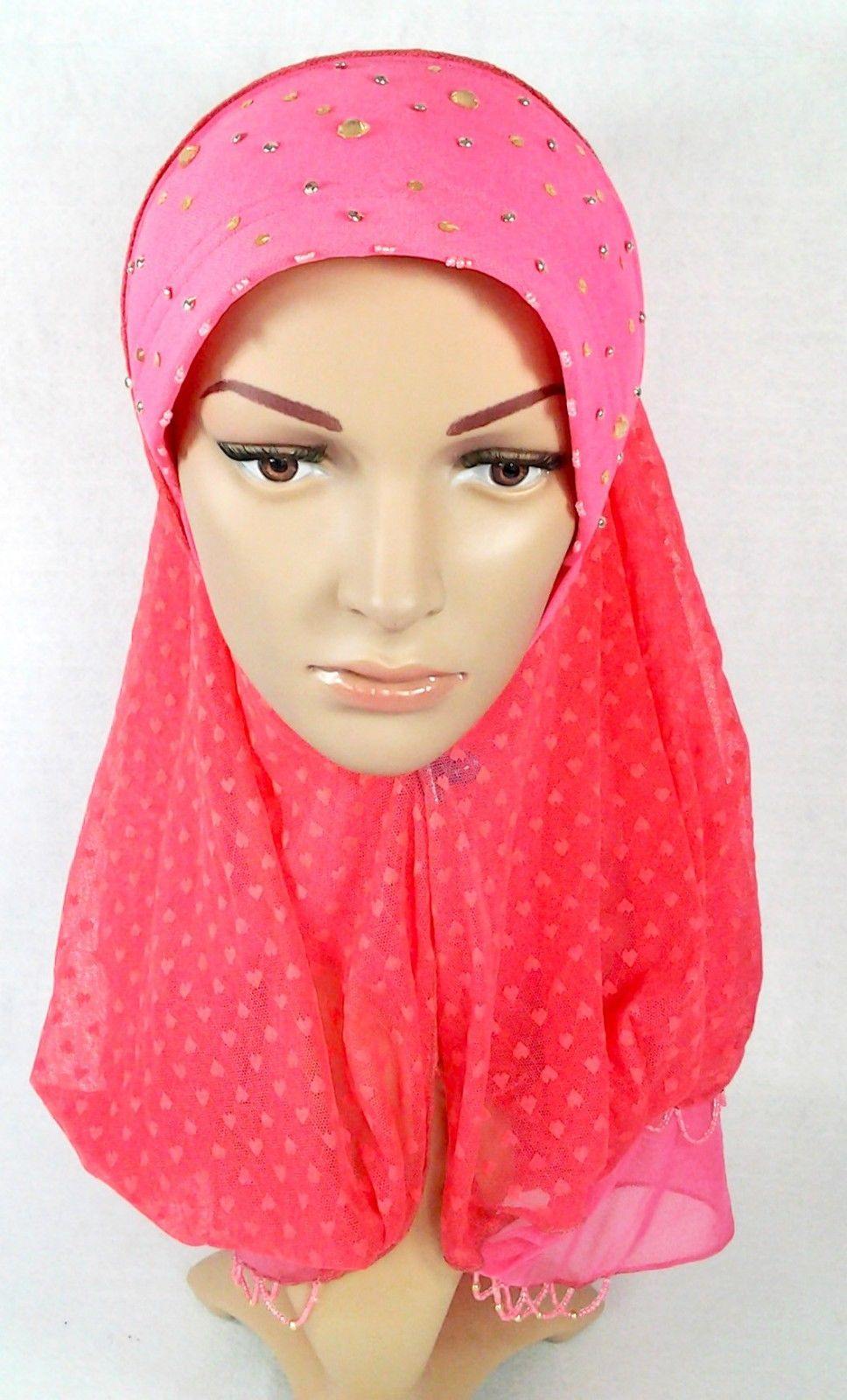 New Lace NET Yarn RhineStone Elegant Loop Hijab Islamic Headwear Scarf Shawls - Arabian Shopping Zone