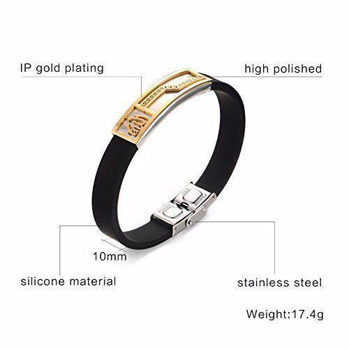 Two-Tone Stainless Steel Muslim Allah Leather Bracelet Bangle Clasp 8 Inch - Arabian Shopping Zone