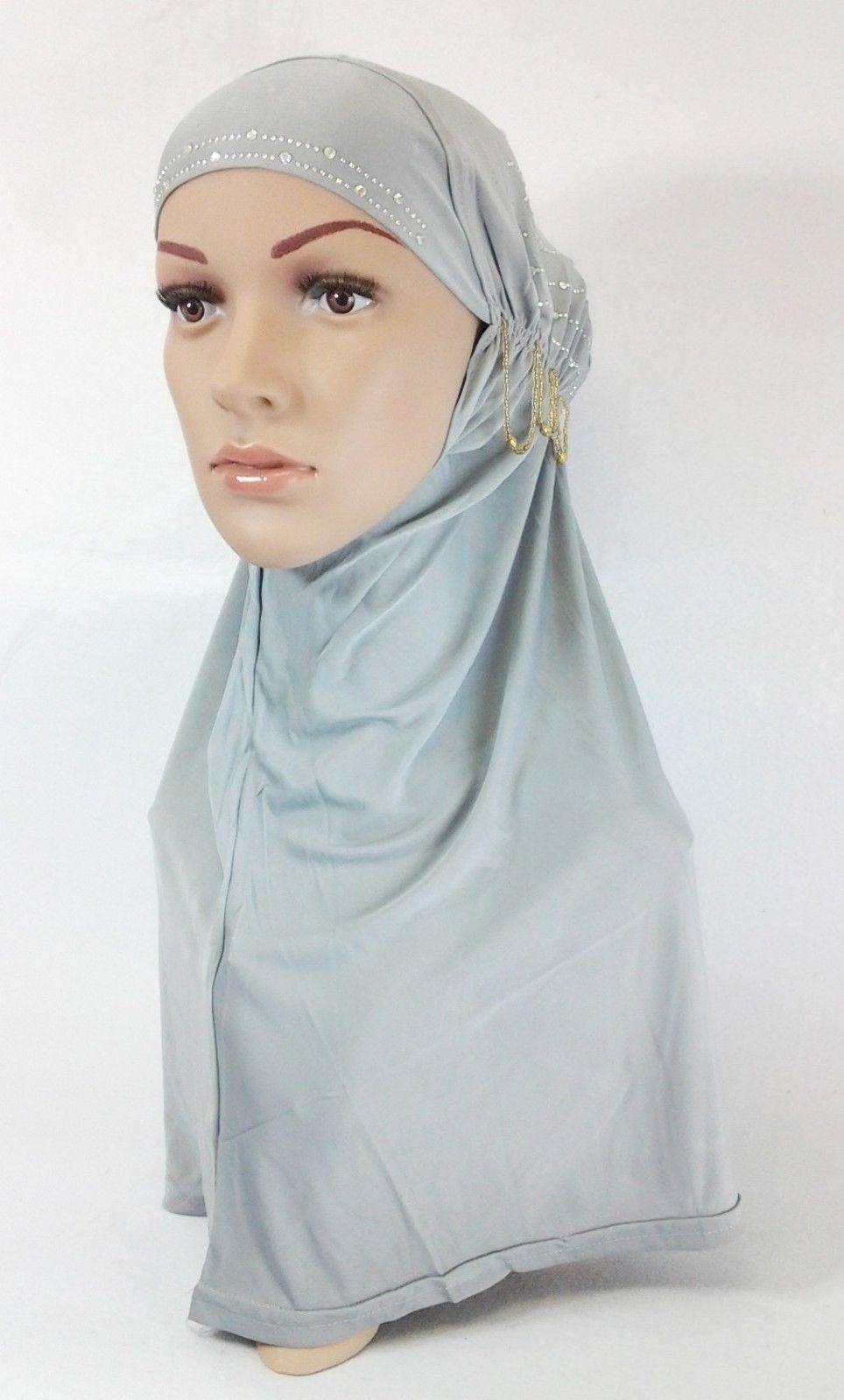 Polyester Ice Silk RhineStone Hijab Muslim Scraf Islamic Amira ASZ089A - Arabian Shopping Zone