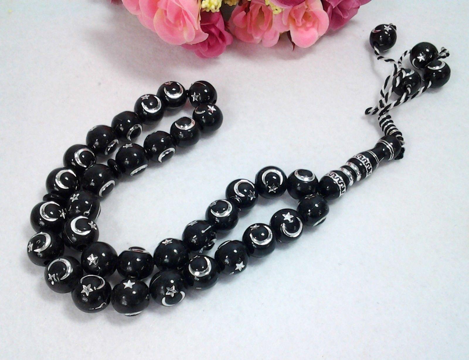 12mm Prayer Beads 33 Misbaha Tasbih Tasbeeh Islamic Salah Masbaha Star&Moon - Islamic Shop