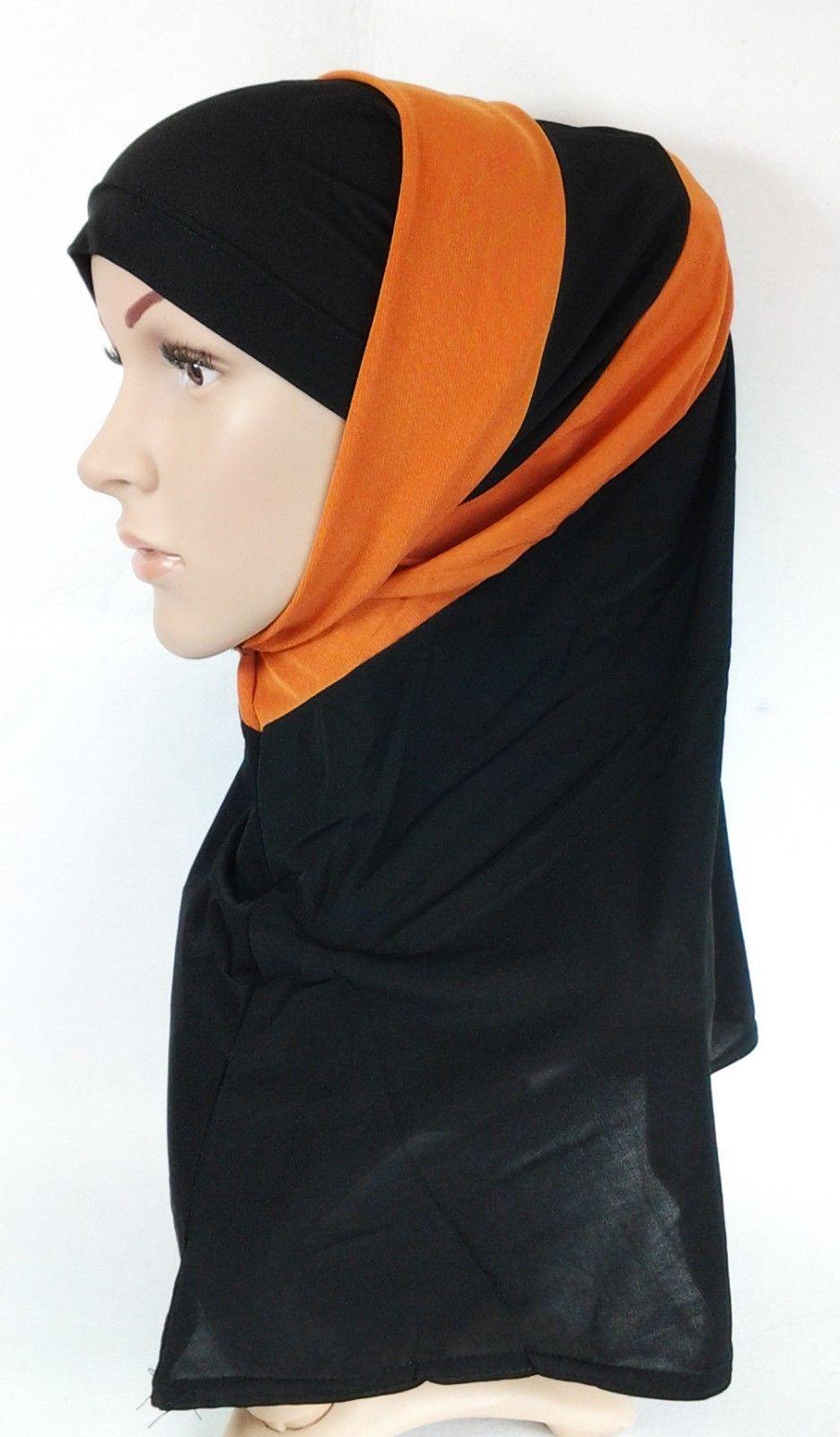 New Crystal Linen Amira Muslim Hijab 2-color-Pattern Scarf Islamic Headwear - Arabian Shopping Zone