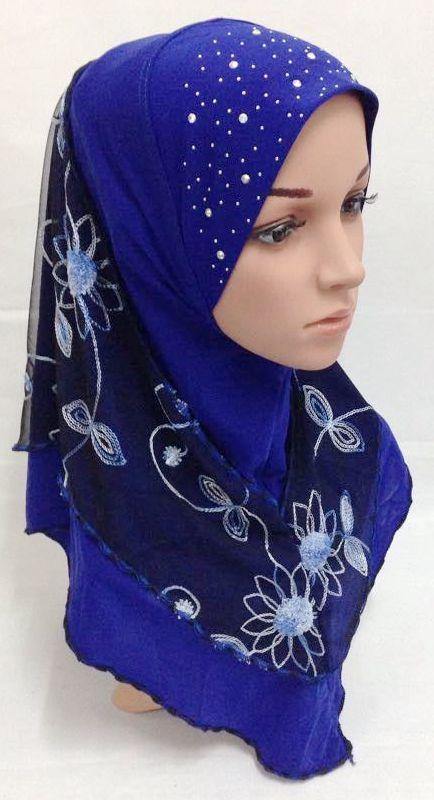 Lace Crystal Hemp Muslim Girl Amira Hijab Islamic Scarf Shawls Perfect Teenagers - Arabian Shopping Zone