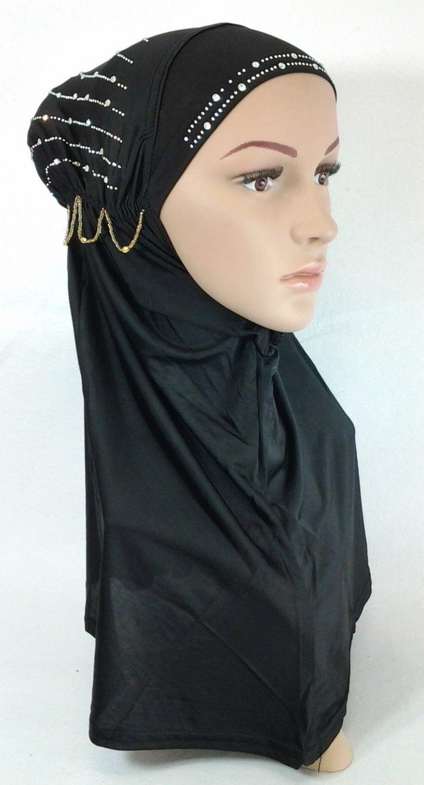 Polyester Ice Silk RhineStone Hijab Muslim Scraf Islamic Amira ASZ089A - Arabian Shopping Zone